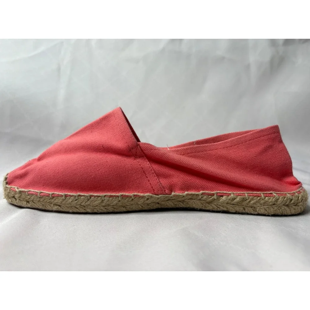 SOLUDOS Women Coral Pink Canvas Espadrille Flats Sz 37/6.5 Slip On Casual Beach